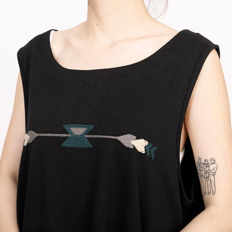 Summer Embroidery Sleeveless Loose Midi Dress - Omychic