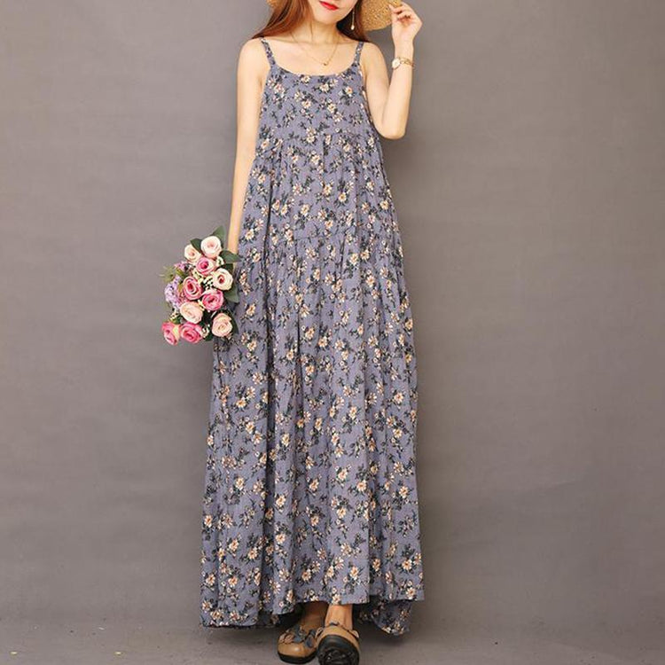 Summer Floral Printed Cool Suspender Dress - Omychic