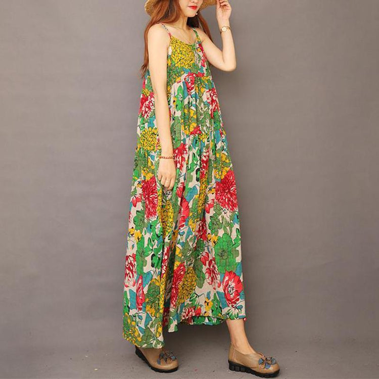 Summer Floral Printed Cool Suspender Dress - Omychic