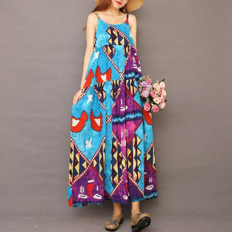 Summer Floral Printed Cool Suspender Dress - Omychic