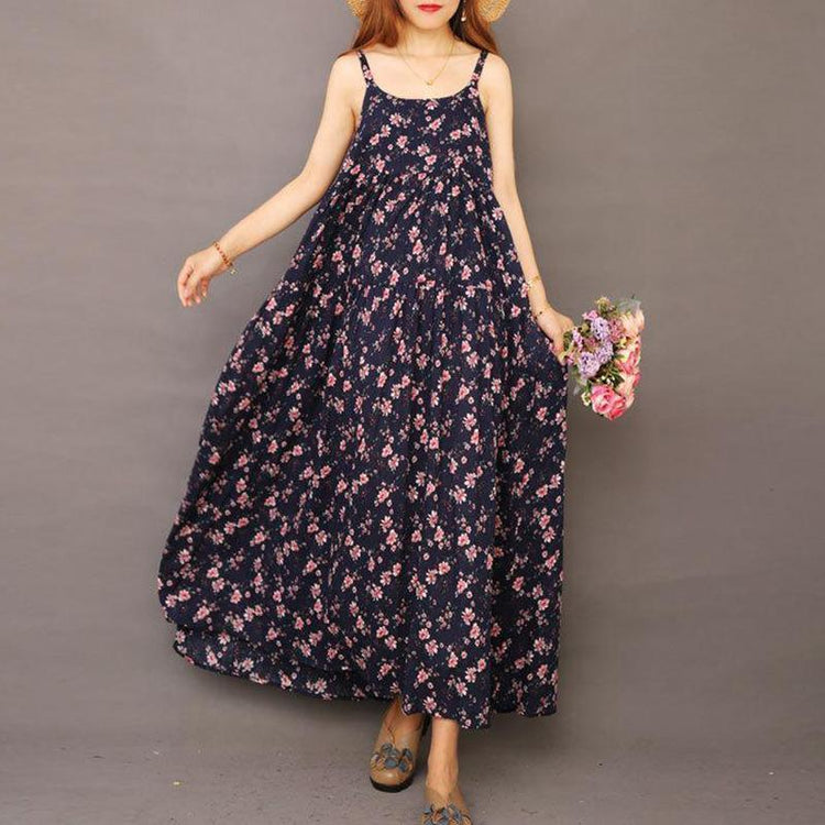 Summer Floral Printed Cool Suspender Dress - Omychic