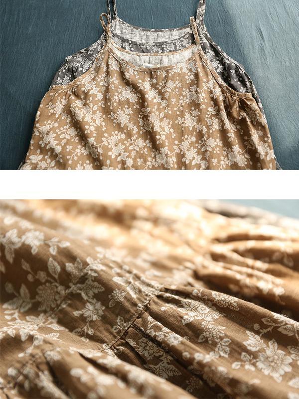 Summer O-Neck Sleeveless Floral Printed Slip Dress - Omychic