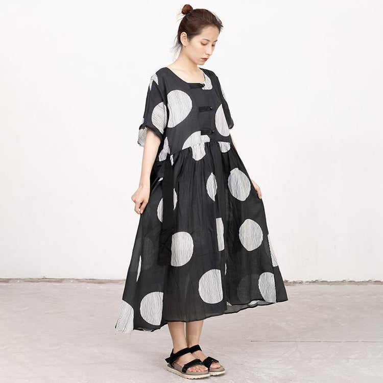 Summer Short Sleeve Black Pockets Casual Dress - Omychic