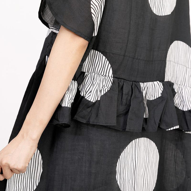 Summer Short Sleeve Black Pockets Casual Dress - Omychic