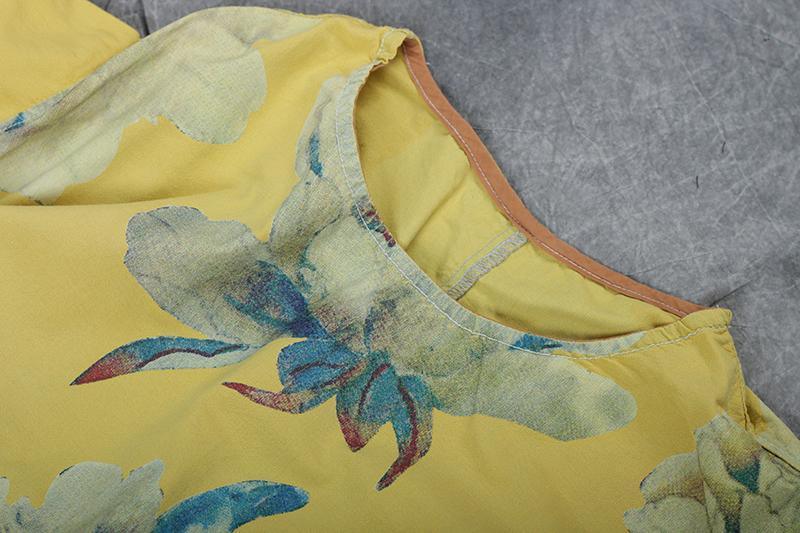Summer Split Floral Printed Pockets Midi Dress - Omychic