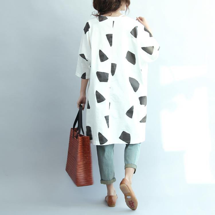 Summer the rocks oversize white cotton blouses plus size shirt dress baggy tops - Omychic