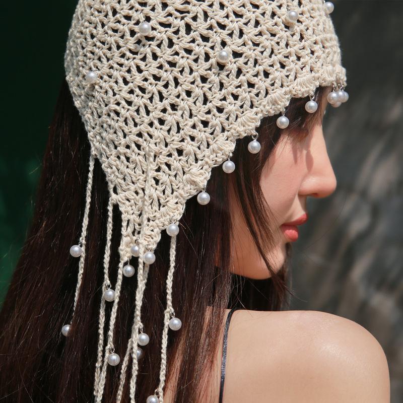 Tassel Pearl Cotton Handmade Knitted Hat - Omychic