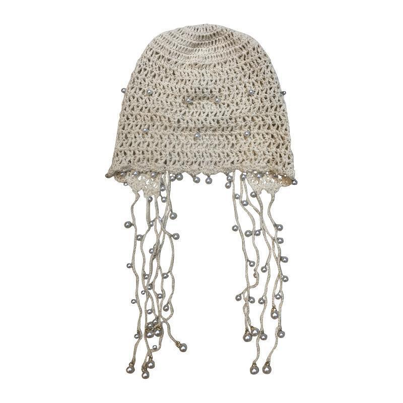 Tassel Pearl Cotton Handmade Knitted Hat - Omychic