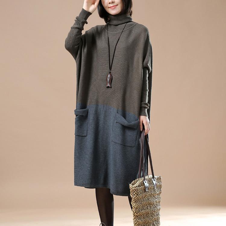 Tea green baggy plus size sweaters winter dresses oversize - Omychic