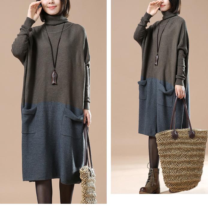Tea green baggy plus size sweaters winter dresses oversize - Omychic