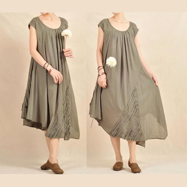 Tea green caftan dress cotton summer dress - Omychic