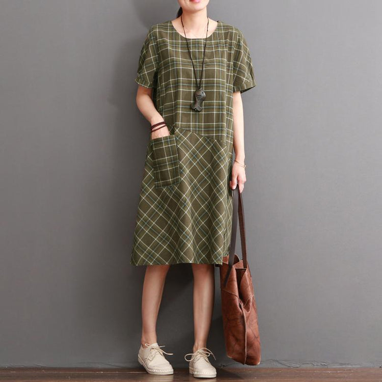 Tea green cotton dresses summer causal dress plus size sundresses - Omychic