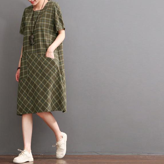 Tea green cotton dresses summer causal dress plus size sundresses - Omychic