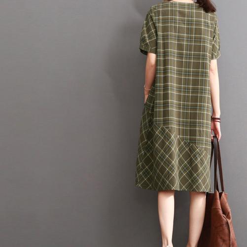 Tea green cotton dresses summer causal dress plus size sundresses - Omychic