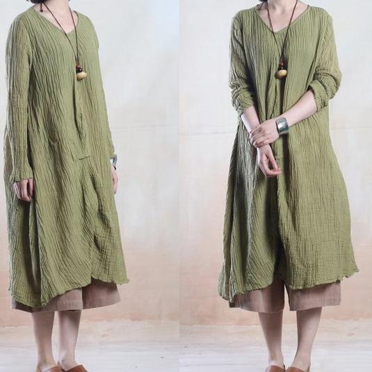 Tea green linen dress spring maxi dresses - Omychic