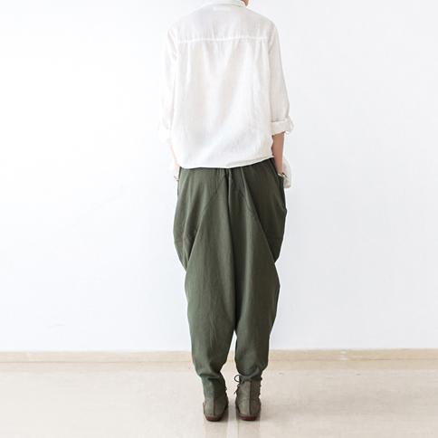 Tea Green Linen Pants Jodhpurs Winter Pants - Omychic