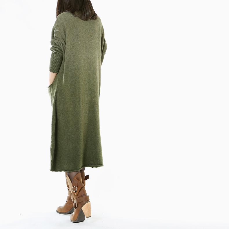Tea green long woman sweaters knit maxi dress - Omychic