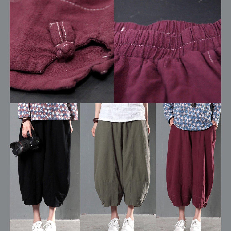 Tea green unique linen summer pants harem pants - Omychic