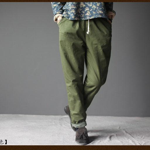 Tea green women velour winter pants trousers women - Omychic