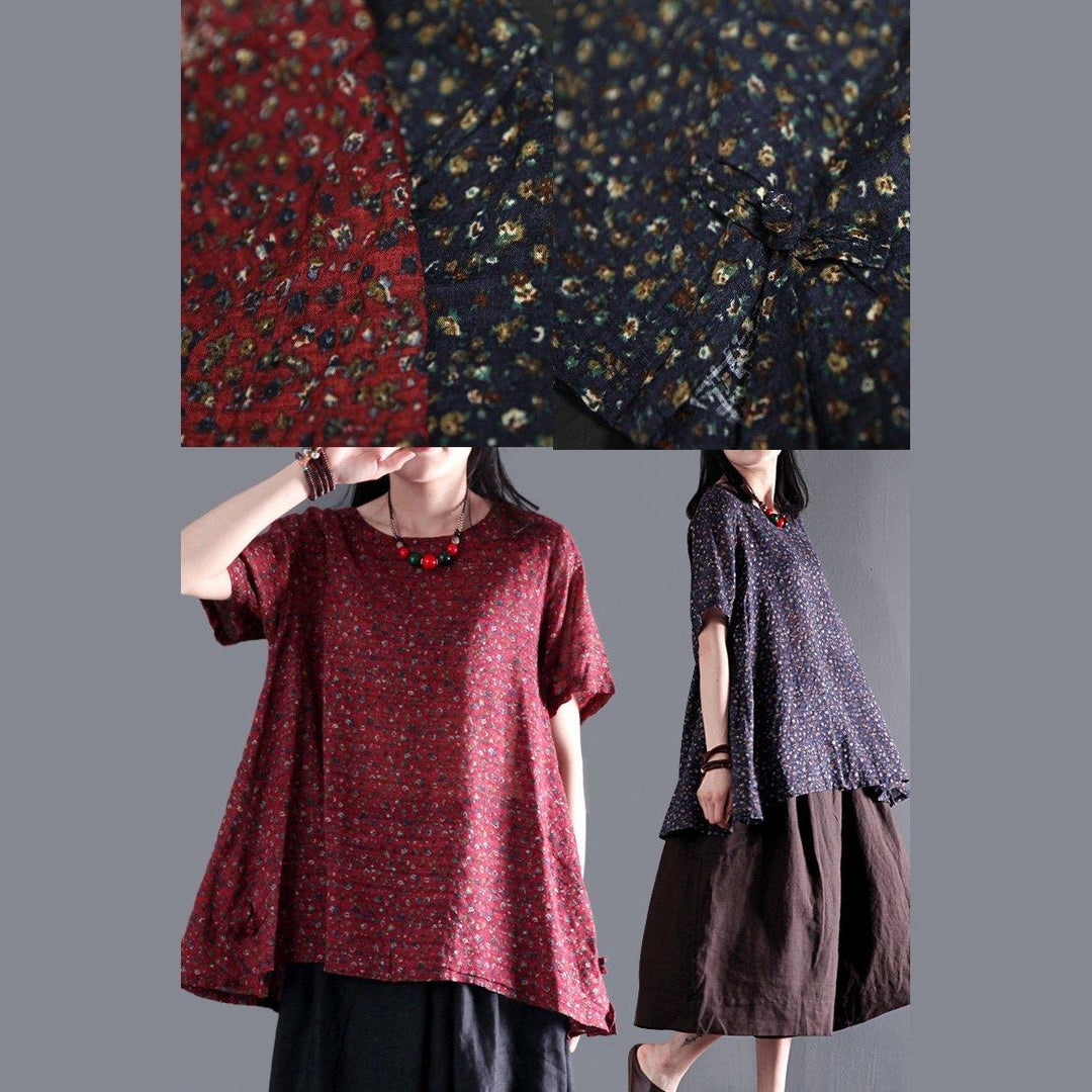 The endless universe floral oversize cotton blouse for summer plus size shirt blouse in ruby - Omychic