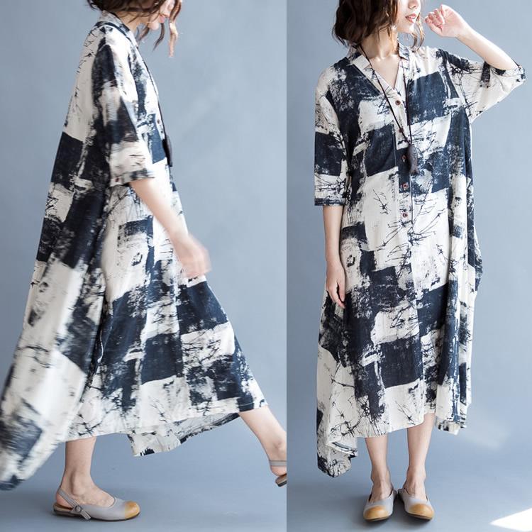 The old memeries faded photo linen maxi dresses plus size cotton dress - Omychic