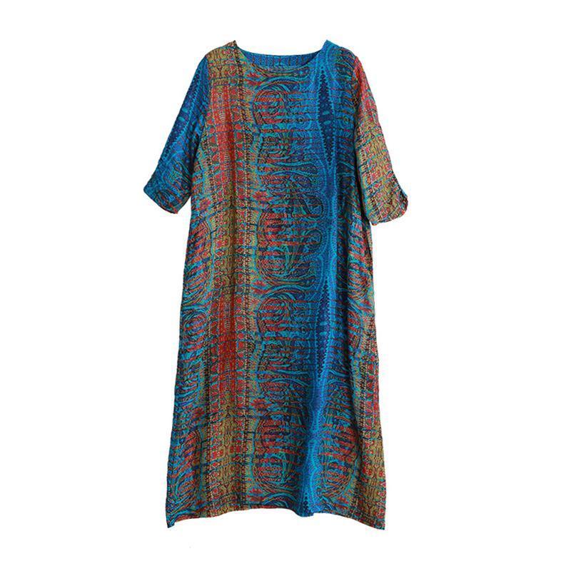 Three Quarter Sleeve Bohemian Printed Dress - Omychic