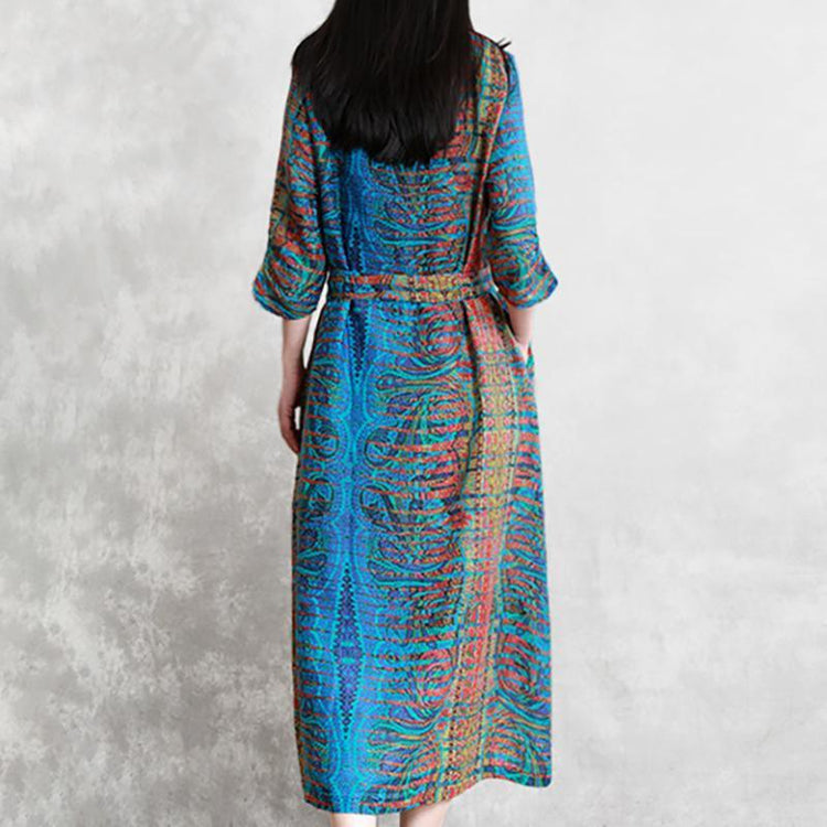 Three Quarter Sleeve Bohemian Printed Dress - Omychic