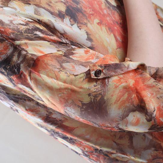 Top quality chiffon sundress brown floral maxi dress long hoiday dresses-will be available soon - Omychic