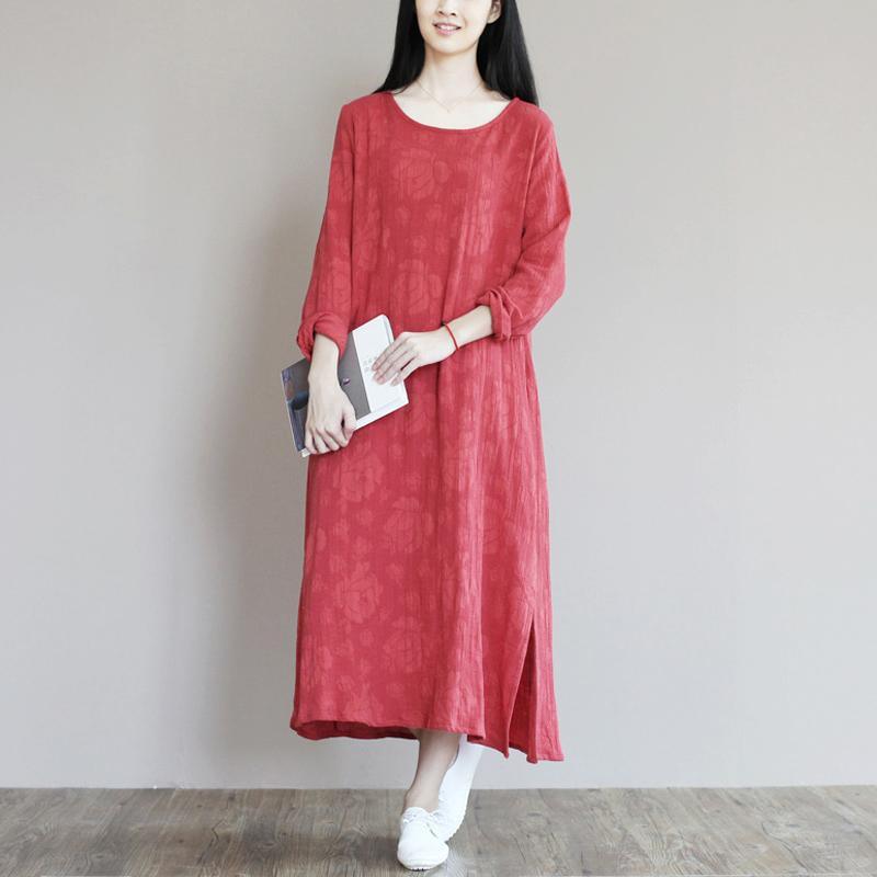 Top quality jacquard linen sundress long causal summer maxi dresses - Omychic