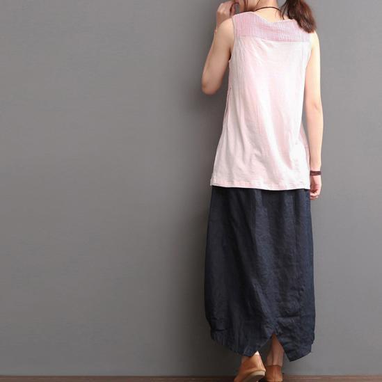 Top quality nude line tank top wrinkled linen blouse shirt - Omychic