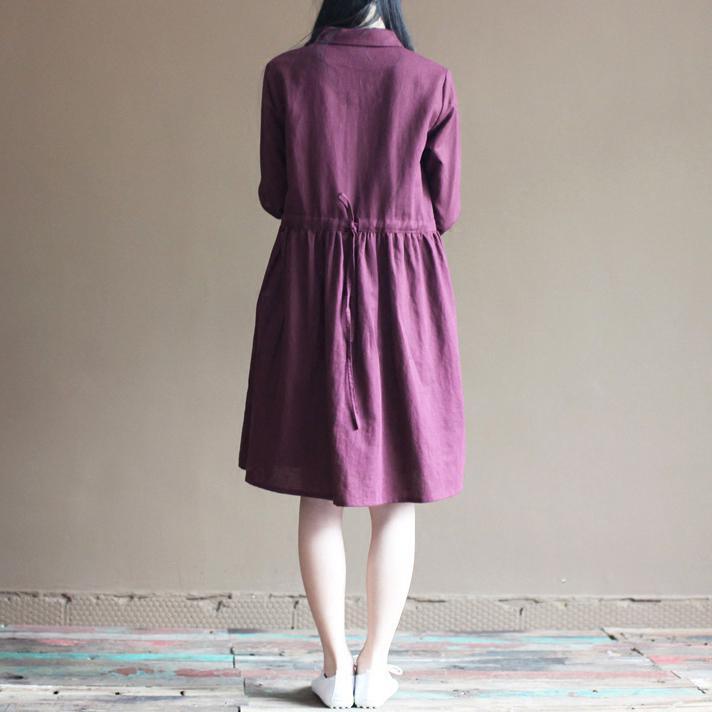 Top quality purple linen sundress plus size linen maternity dress summer linen clothing - Omychic