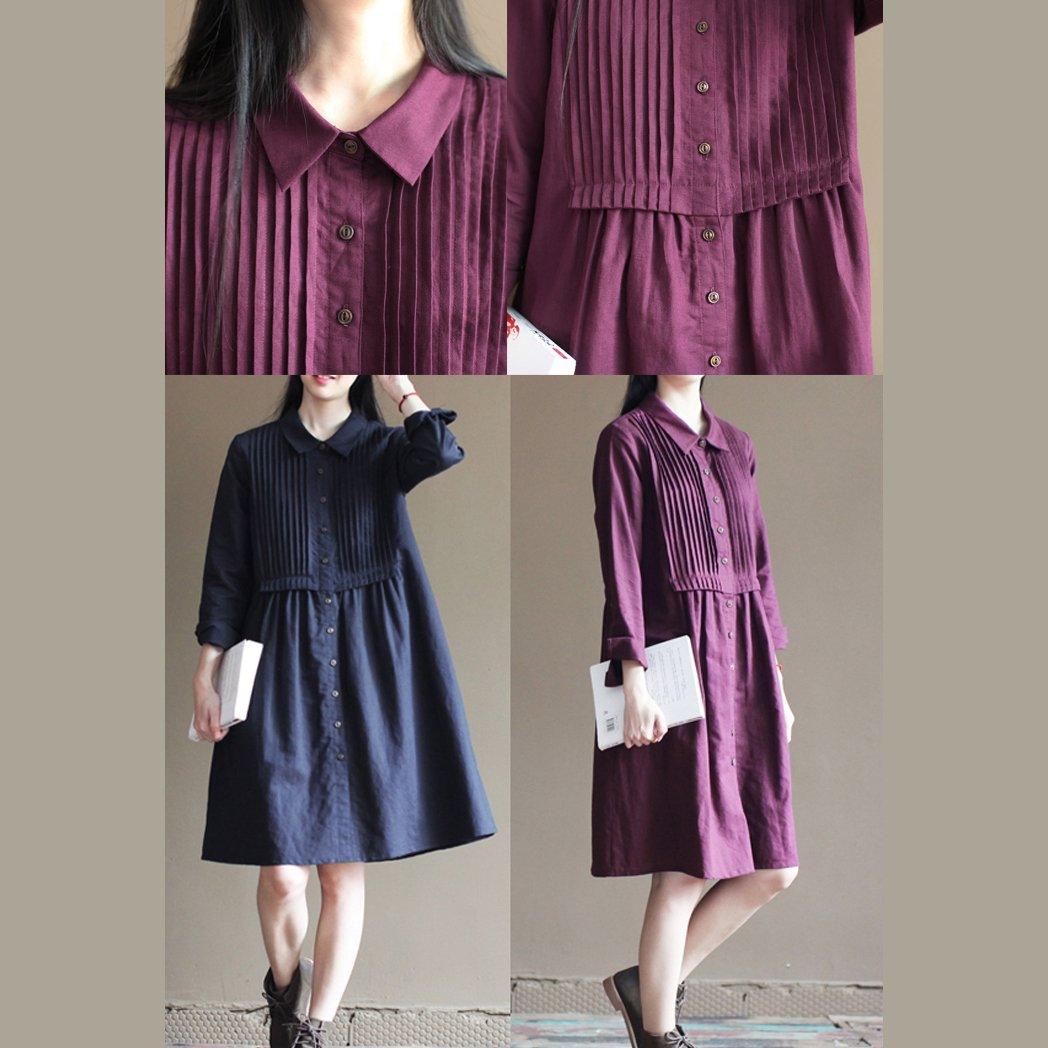 Top quality purple linen sundress plus size linen maternity dress summer linen clothing - Omychic