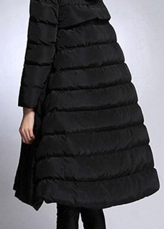 Trendy Black hooded Pockets Winter Duck Down down coat - Omychic