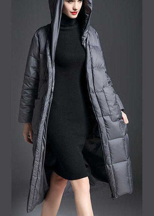 Trendy Grey zippered Warm Thick Winter Duck Down down coat - Omychic