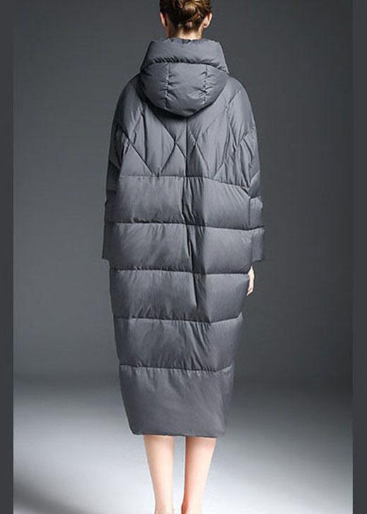 Trendy Grey zippered Warm Thick Winter Duck Down down coat - Omychic