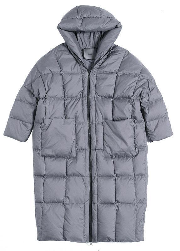 Trendy Grey zippered Warm Thick Winter Duck Down down coat - Omychic