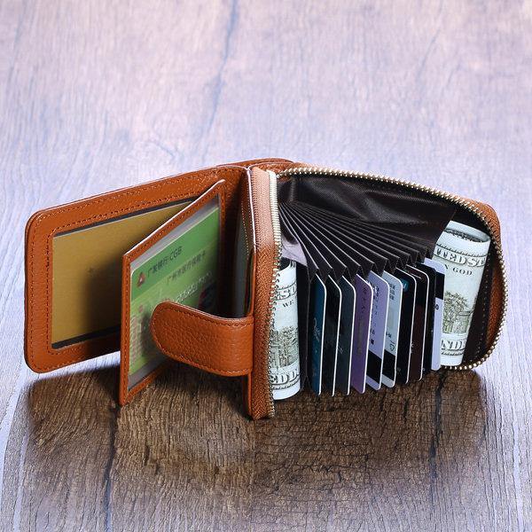 Trifold Genuine Leather Wallet Purse Casual Card Holder - Omychic