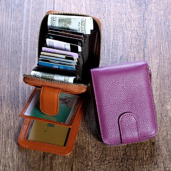 Trifold Genuine Leather Wallet Purse Casual Card Holder - Omychic