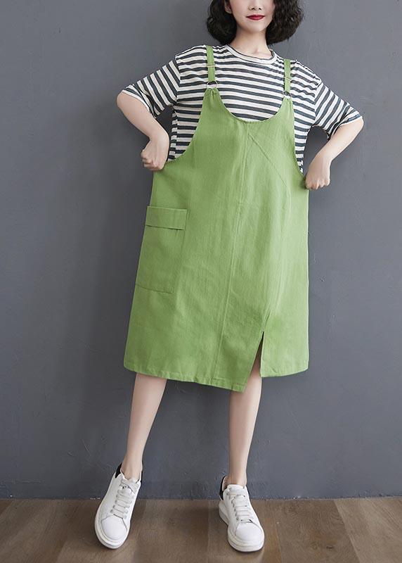 Two Piece 2021 Summer New Strap Skirt + Striped T-shirt ( Limited Stock) - Omychic