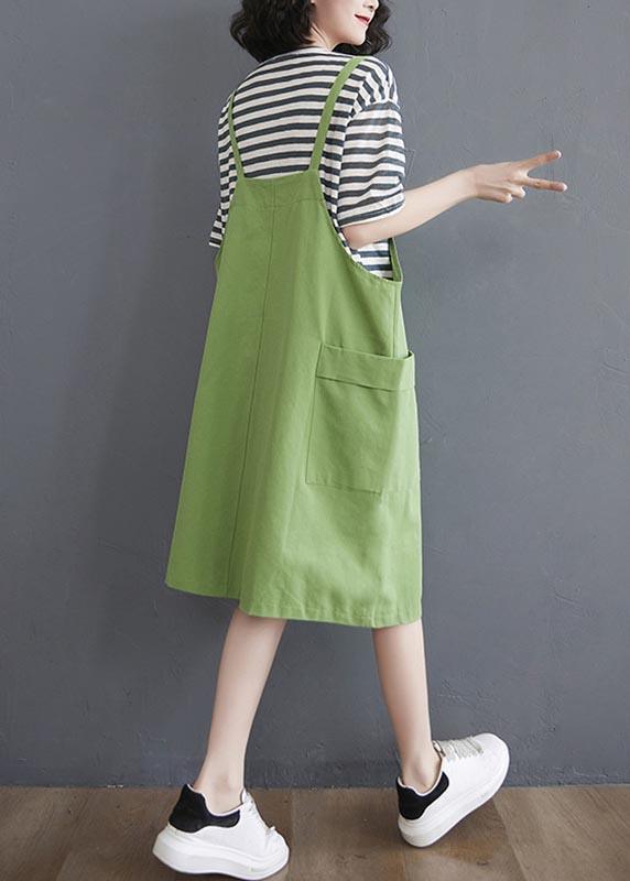 Two Piece 2021 Summer New Strap Skirt + Striped T-shirt ( Limited Stock) - Omychic