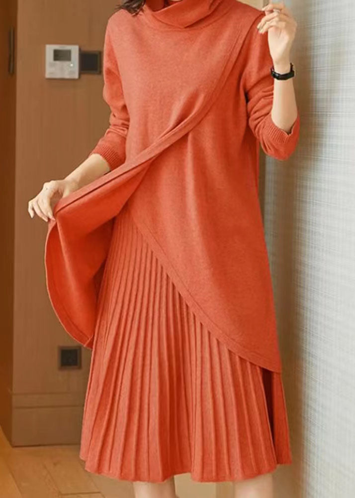 Two Piece Set Women Irregular Full Sleeve Knitted Pullover Top