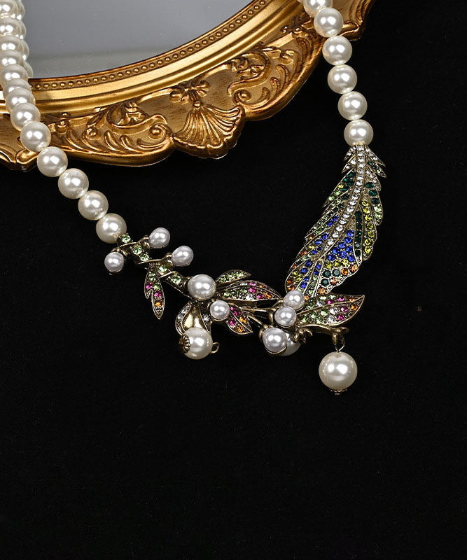 Unique Alloy Pearl Coloured Glaze Beads Gratuated Bead Necklace