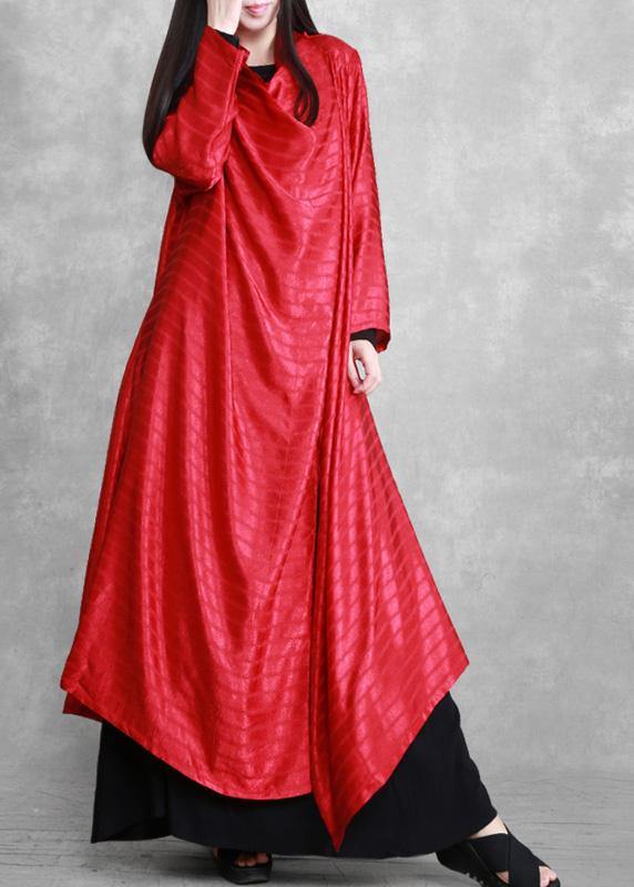 Unique Asymmetric Fabrics Red Striped Maxi Dresses - Omychic