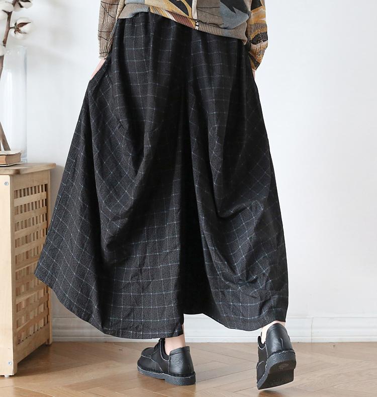 Unique Black Asymmetrical Design Pockets Summer Cotton Wide Leg Pants - Omychic