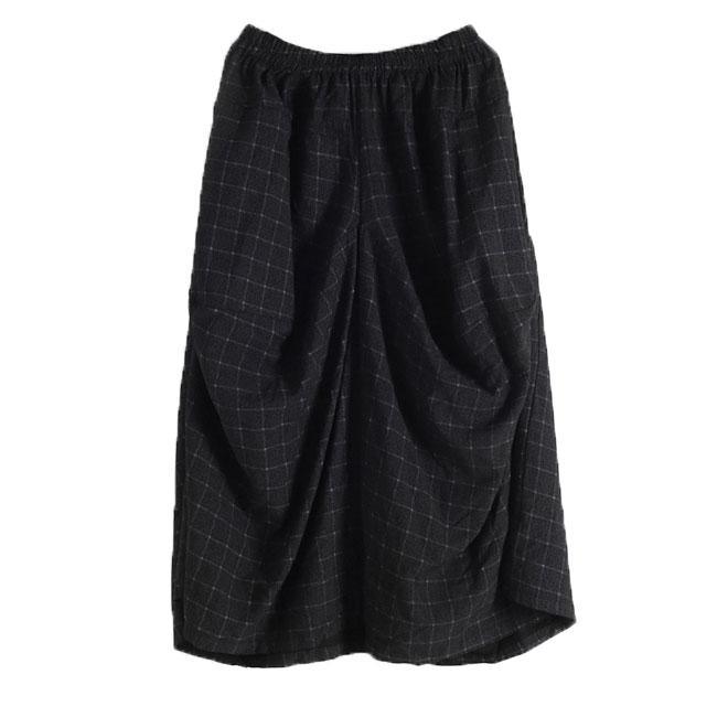 Unique Black Asymmetrical Design Pockets Summer Cotton Wide Leg Pants - Omychic