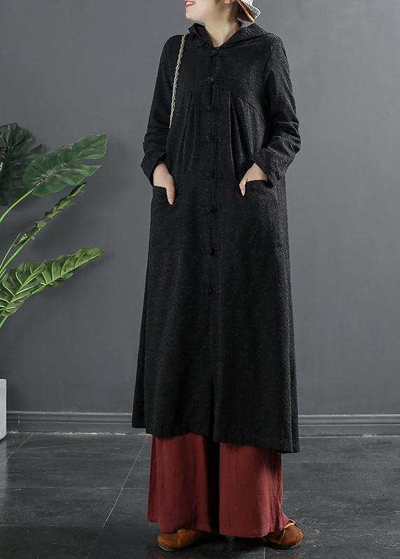 Unique Black Fine Clothes For Women Tunic Chinese Button Coat - Omychic