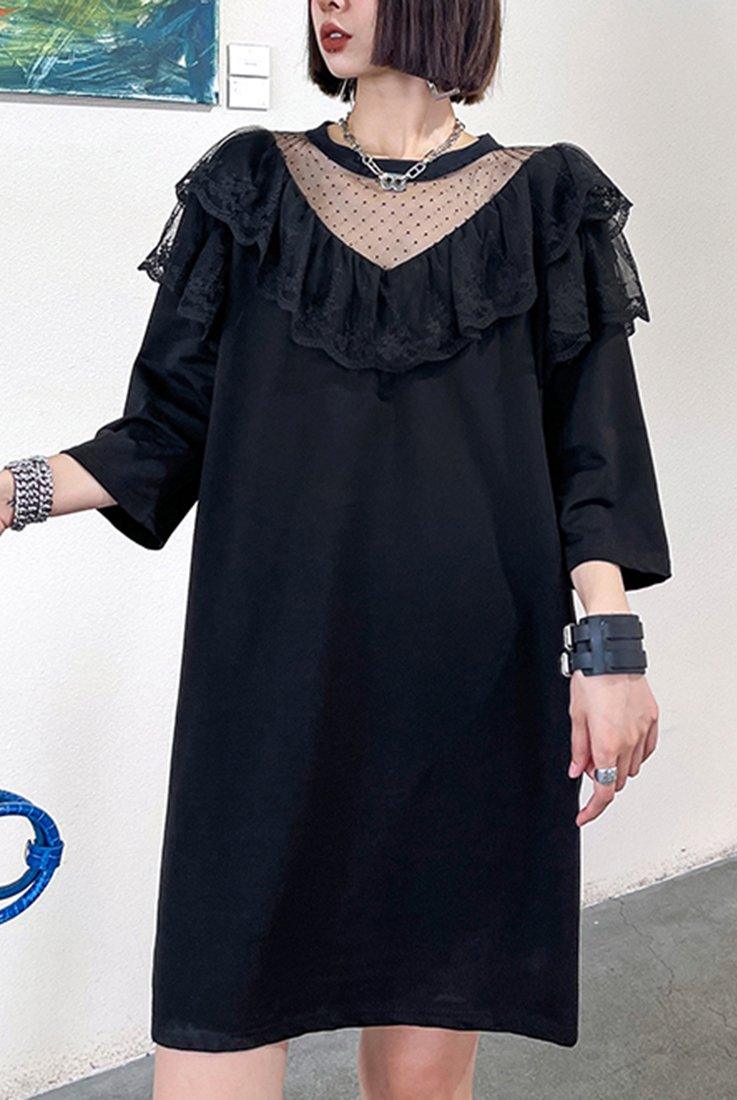 Unique Black Patchwork Lace Cotton Summer Maxi Dresses - Omychic