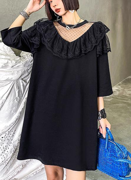 Unique Black Patchwork Lace Cotton Summer Maxi Dresses - Omychic