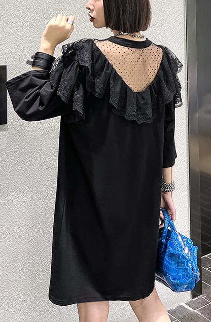 Unique Black Patchwork Lace Cotton Summer Maxi Dresses - Omychic