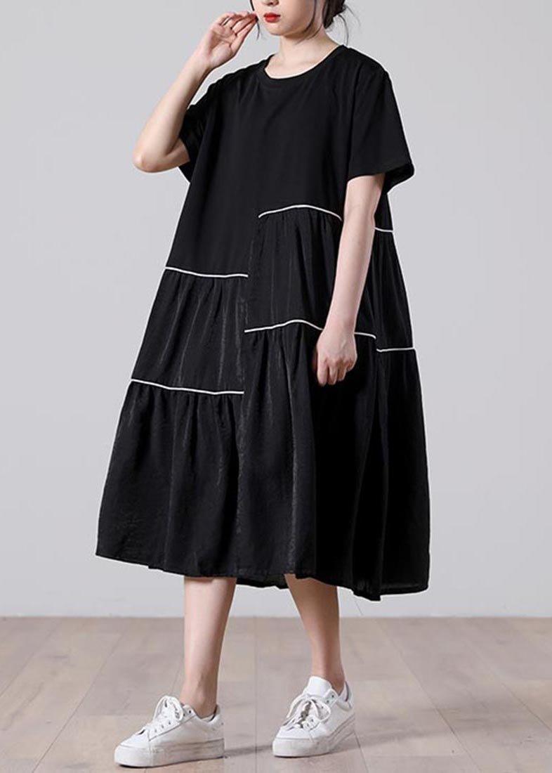 Unique Black Patchwork White A Line Summer Vacation Dresses - Omychic